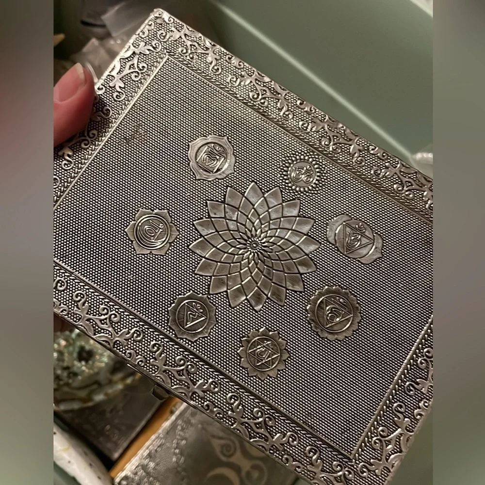 Silver Embossed Chakras Decorative Jewelry Box